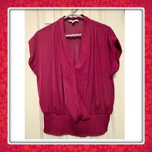 Blouse - silky magenta pink purple wrap w/ elastic waist band. No flaws. Medium